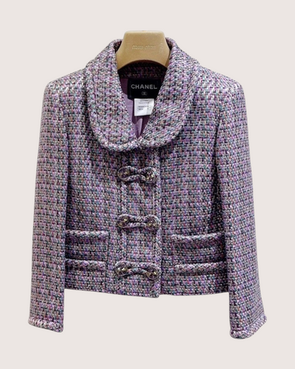 Chanel Tweed Jacket Purple, Pink, Green, Multicolor FR 34