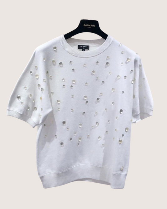 Chanel 18S Crystal-Droplet Top - White