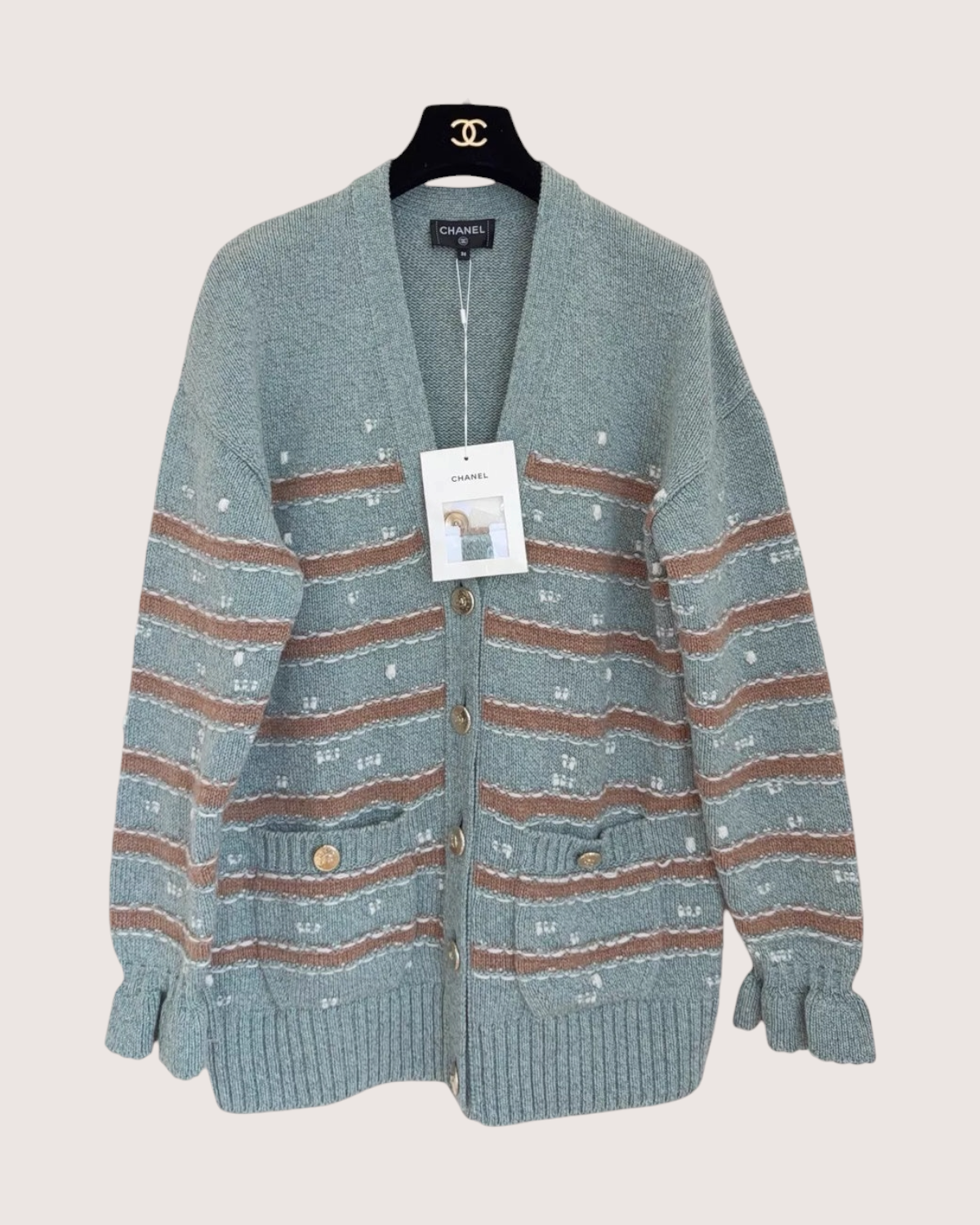 Chanel 24K Striped Cashmere Cardigan