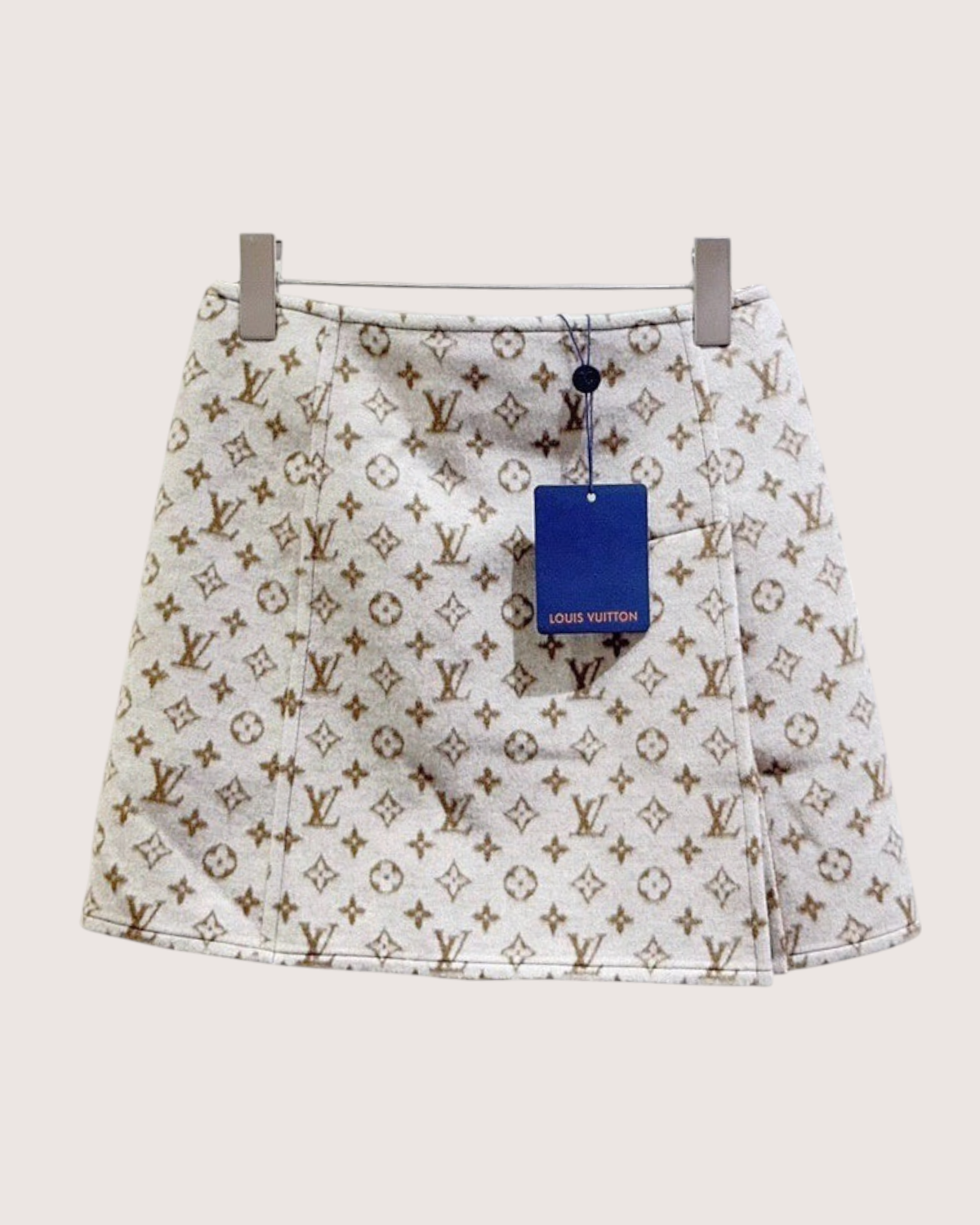 Louis Vuitton Wool Monogram Mini Skirt Beige/Ecru, Brown FR 34