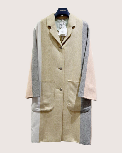 Hermès Wool Colorblock Coat Beige/Ecru, Pink, Grey, Multicolor FR 34