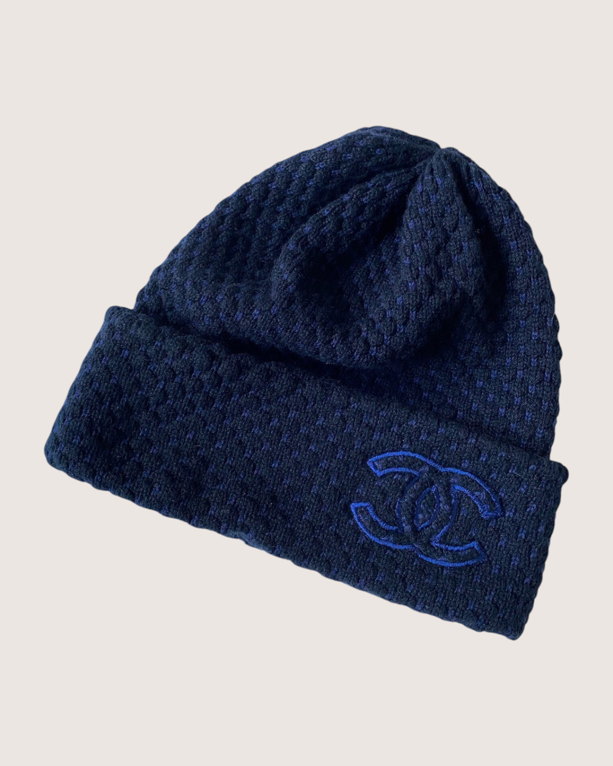 Chanel Wool CC Hat Navy One Size