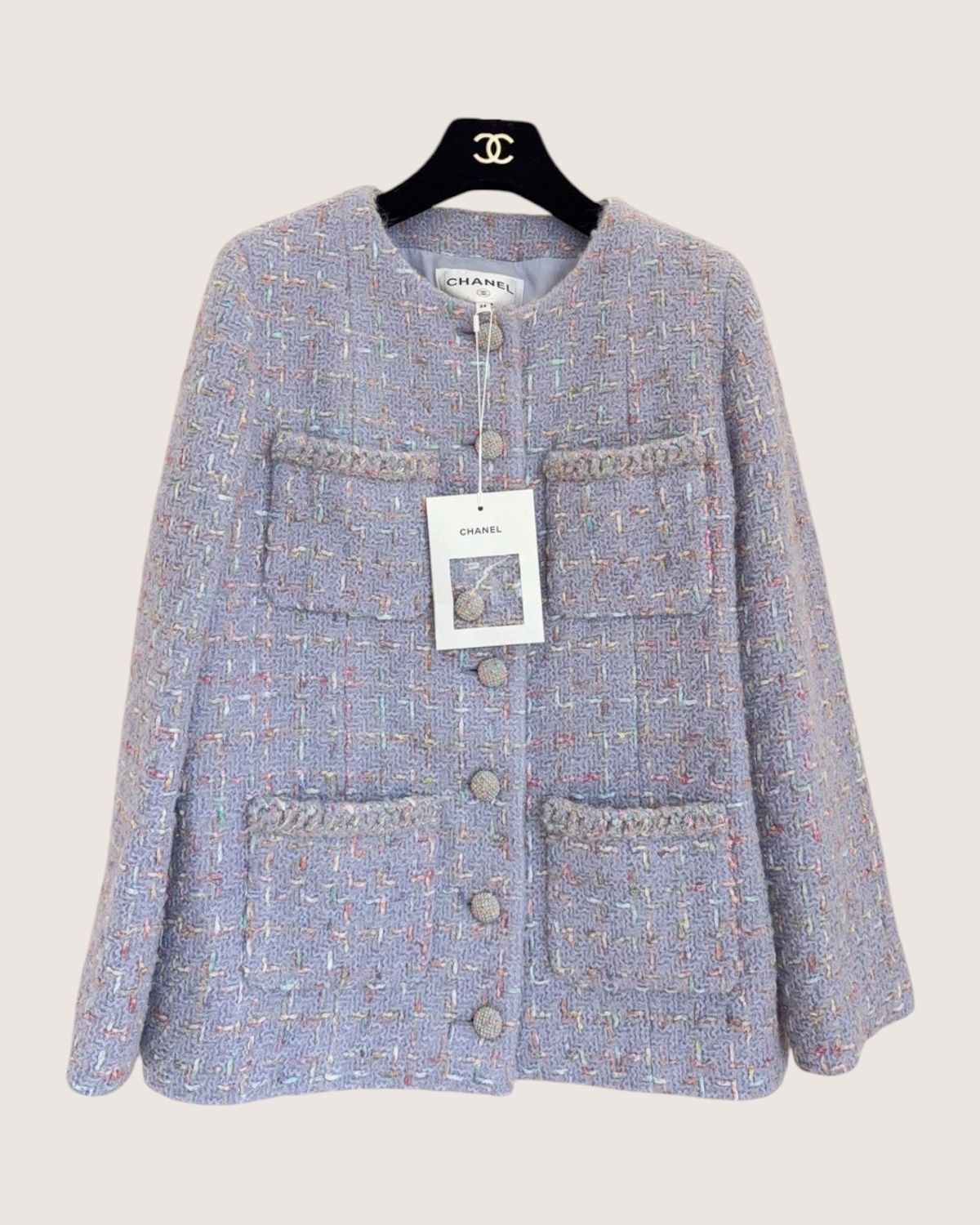 Chanel 25B Tweed Four-Pocket Jacket Purple, Multicolor FR 36