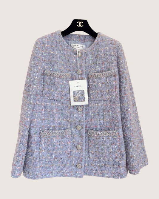 Chanel 25B Tweed Four-Pocket Jacket Purple, Multicolor FR 36