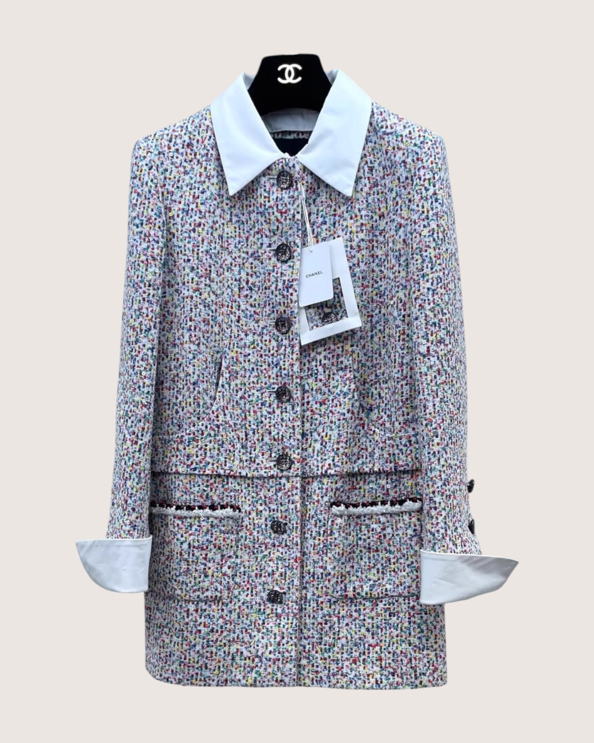 Chanel 25C Sequin Tweed Shirt Jacket