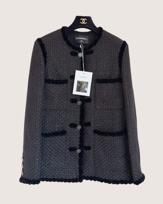 Chanel 25A Tweed Jacket Black, Gold FR 34