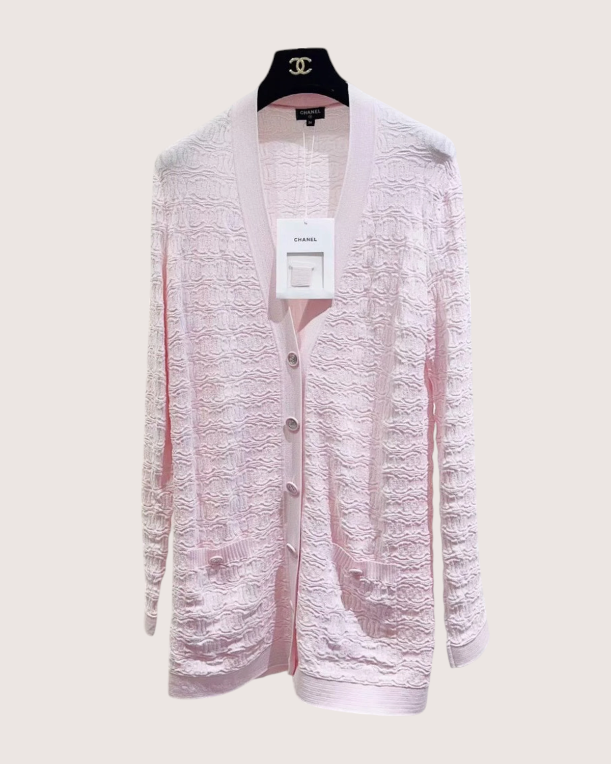 Chanel 19P Jacquard Cardigan Pink FR 36