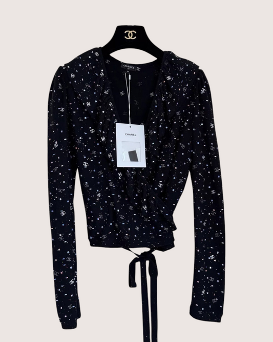 Chanel 20S CC Sequin Blouse Top