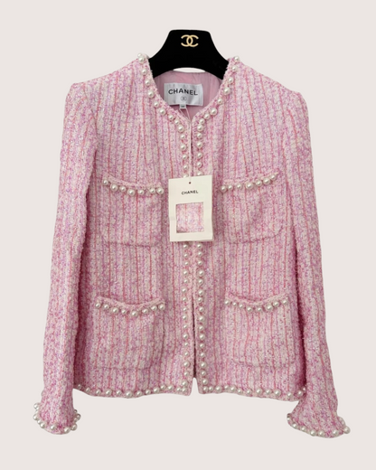 Chanel 25P Pearl Tweed Four-Pocket Jacket Pink, Beige/Ecru, Multicolor FR 38