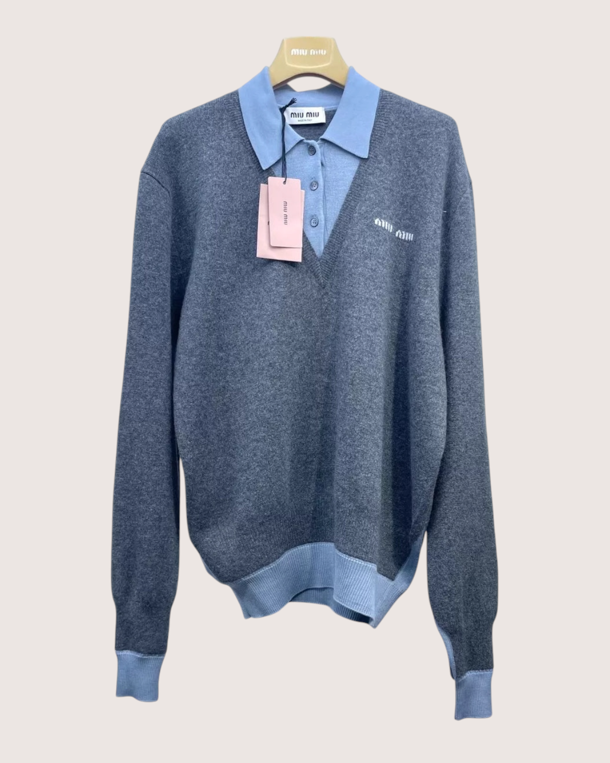 Miu Miu Layered Polo Cashmere Sweater