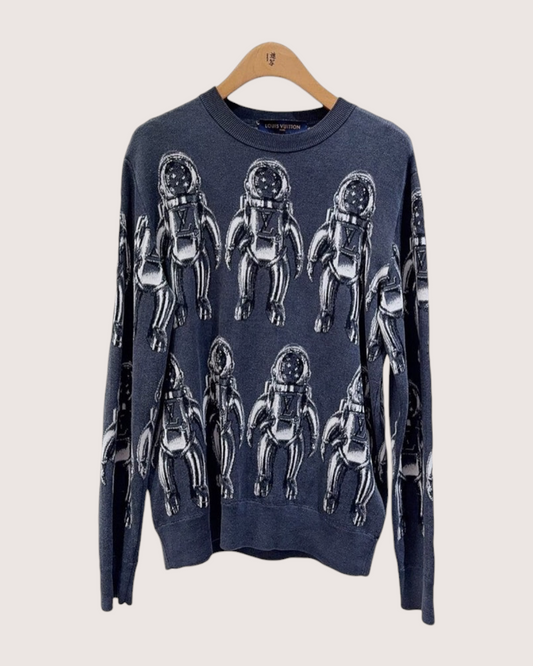 Louis Vuitton Wool Astronaut Sweater Navy, White FR 38