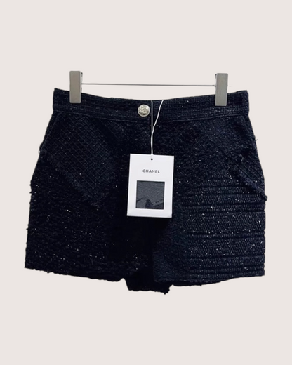 Chanel 20K Tweed Shorts Black FR 38