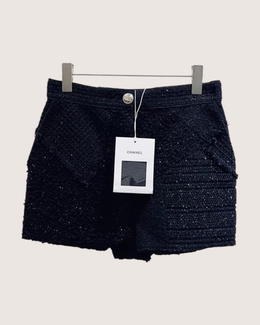 Chanel 20K Tweed Shorts Black FR 38