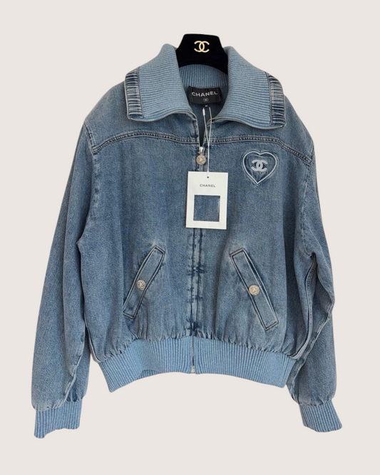 Chanel 25M Coco Beach Denim Jacket Blue FR 34