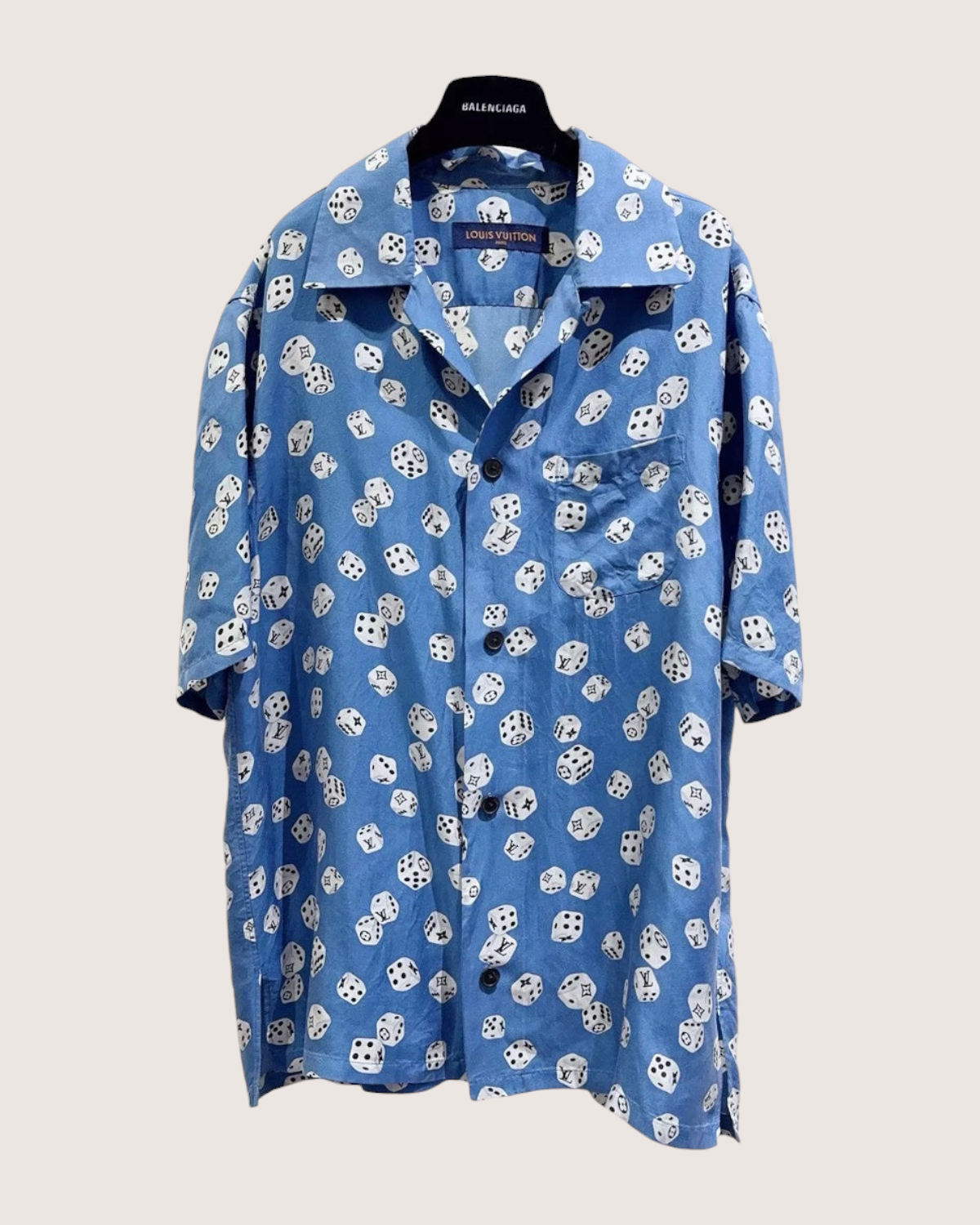 Louis Vuitton Silk Dice-Print Shirt Blue, White, Multicolor FR 36