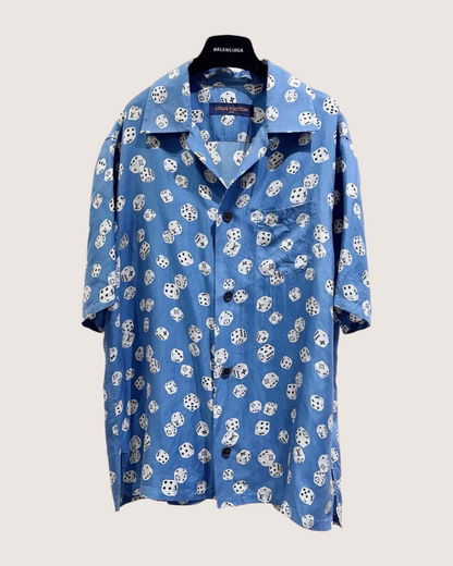 Louis Vuitton Silk Dice-Print Shirt Blue, White, Multicolor FR 36
