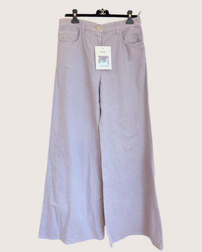 Chanel 26C Wide-Leg Denim Jeans Purple FR 40
