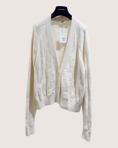 Hermès Wool Monogram Cardigan Beige/Ecru FR 38