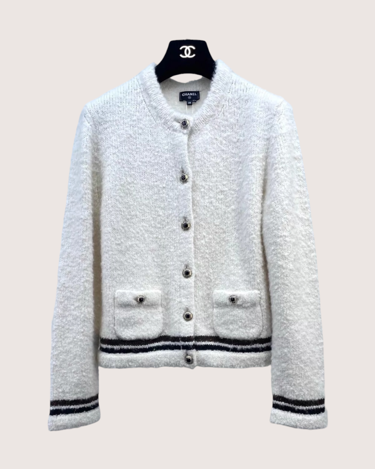 Chanel 25N Cashmere Cardigan White FR 38
