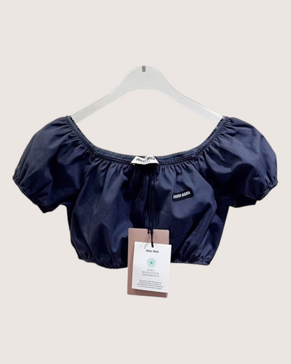 Miu Miu Off-Shoulder Top Navy IT 38