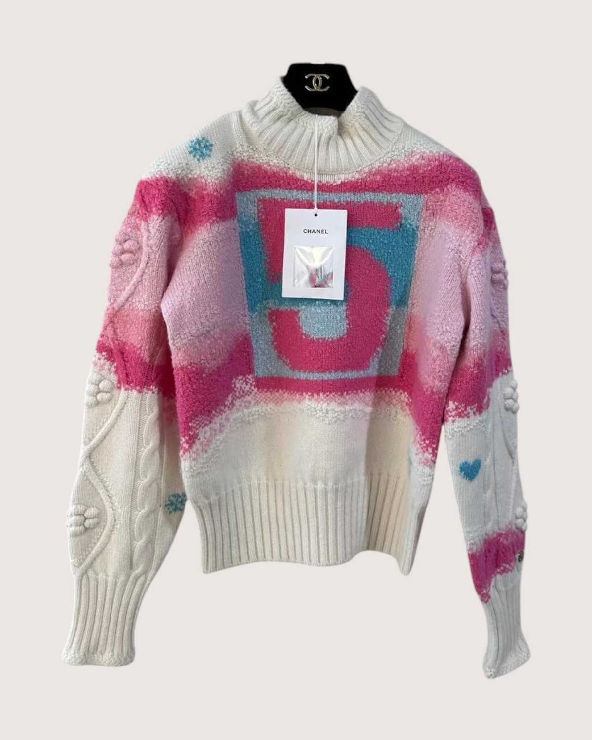 Chanel 22N Coco Neige ‘5’ Print Cashmere Sweater