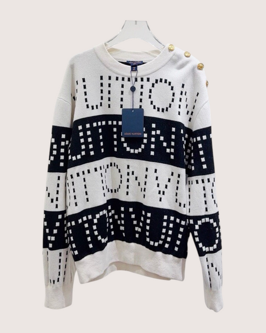 Louis Vuitton Wool Logo Sweater White, Black FR 42
