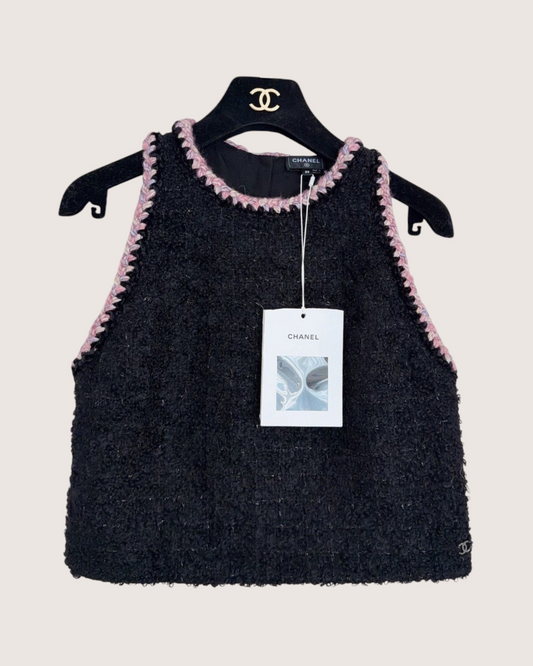 Chanel 24K Mohair Vest Black, Pink FR 36