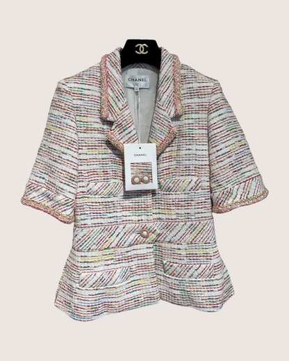 Chanel 19S Short-Sleeve Tweed Jacket