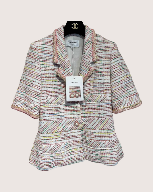 Chanel 19S Short-Sleeve Tweed Jacket