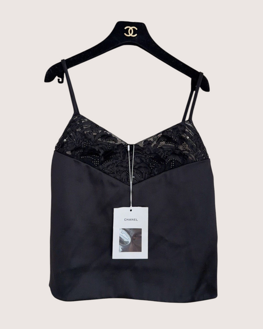 Chanel 25A Lace Top Black FR 36