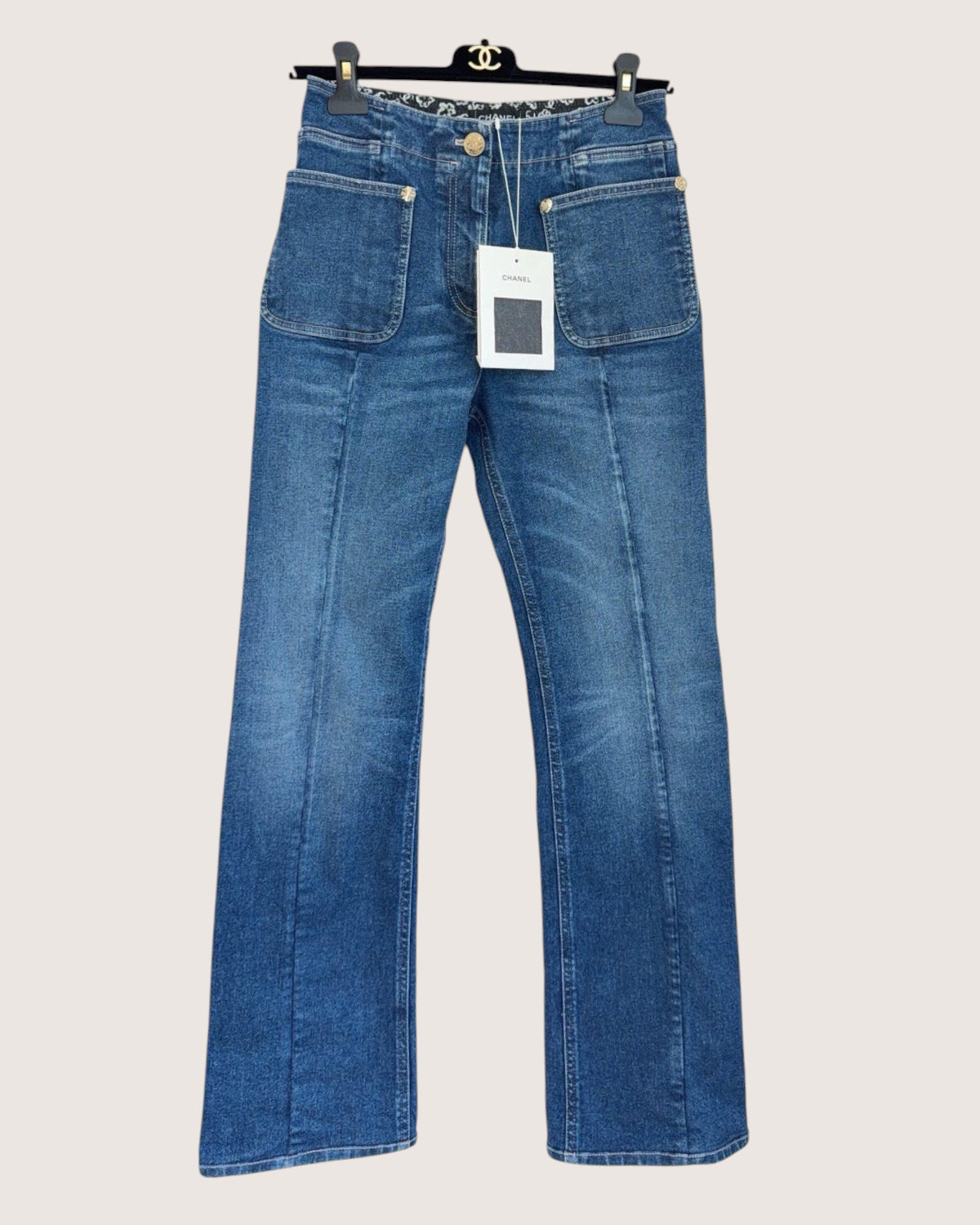 Chanel 25B Straight-Leg Denim Jeans Blue FR 36