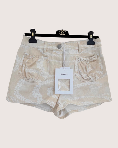 Chanel Coco Beach Denim Mini Shorts