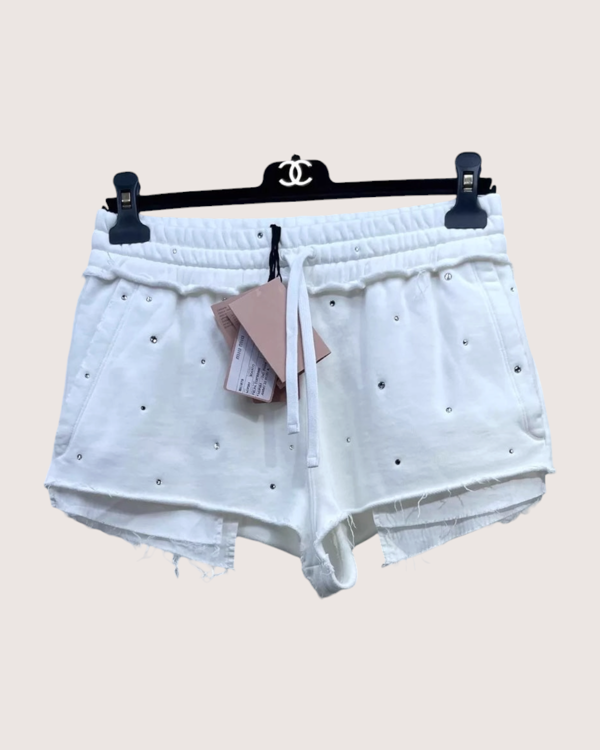 Miu Miu Gem-Embellished Mini Shorts White IT 36
