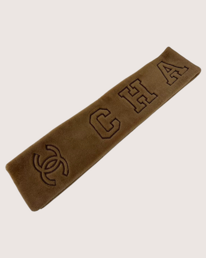 Chanel 24N Shearling Logo Scarf Brown One Size