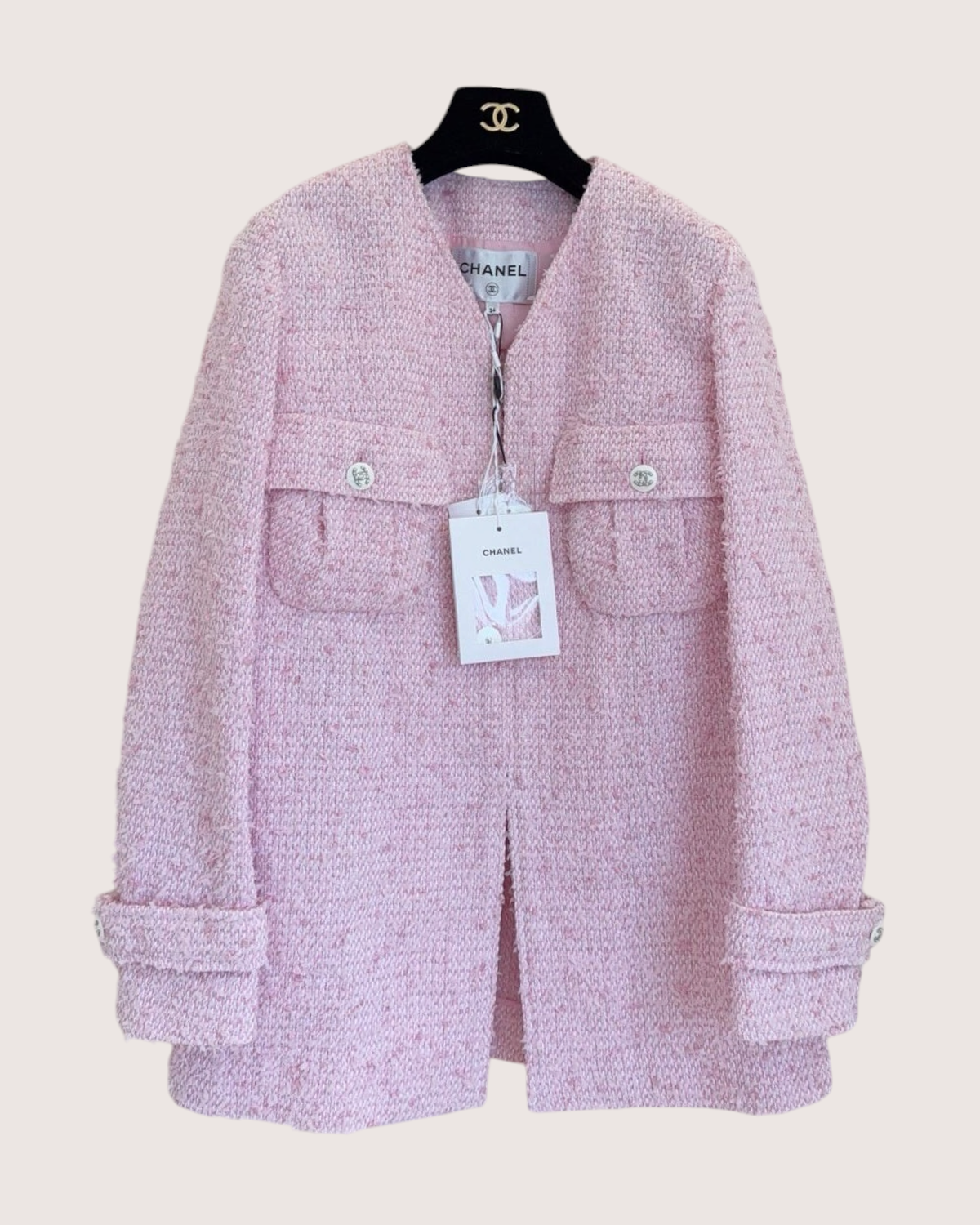 Chanel 21C Tweed Jacket Pink FR 36