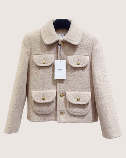 Celine Wool Four-Pocket Jacket Beige/Ecru FR 34