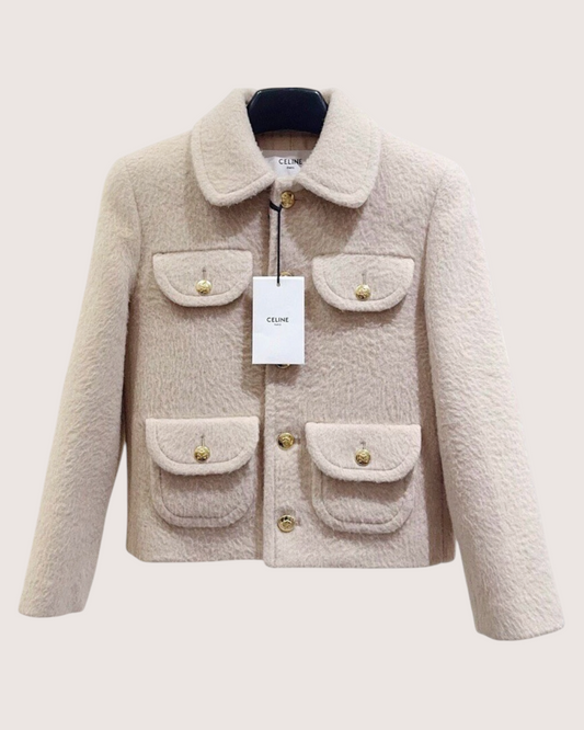 Celine Wool Four-Pocket Jacket Beige/Ecru FR 34