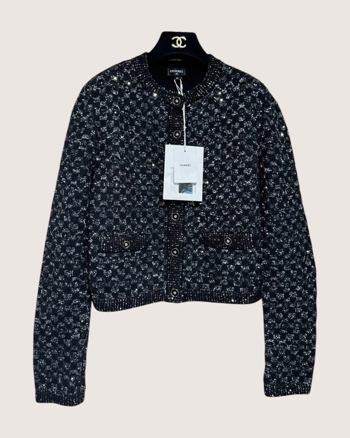 Chanel 23B Sequin Knit Cardigan