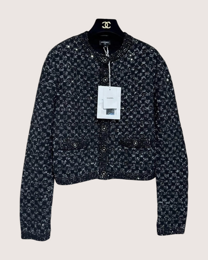 Chanel 23B Sequin Knit Cardigan