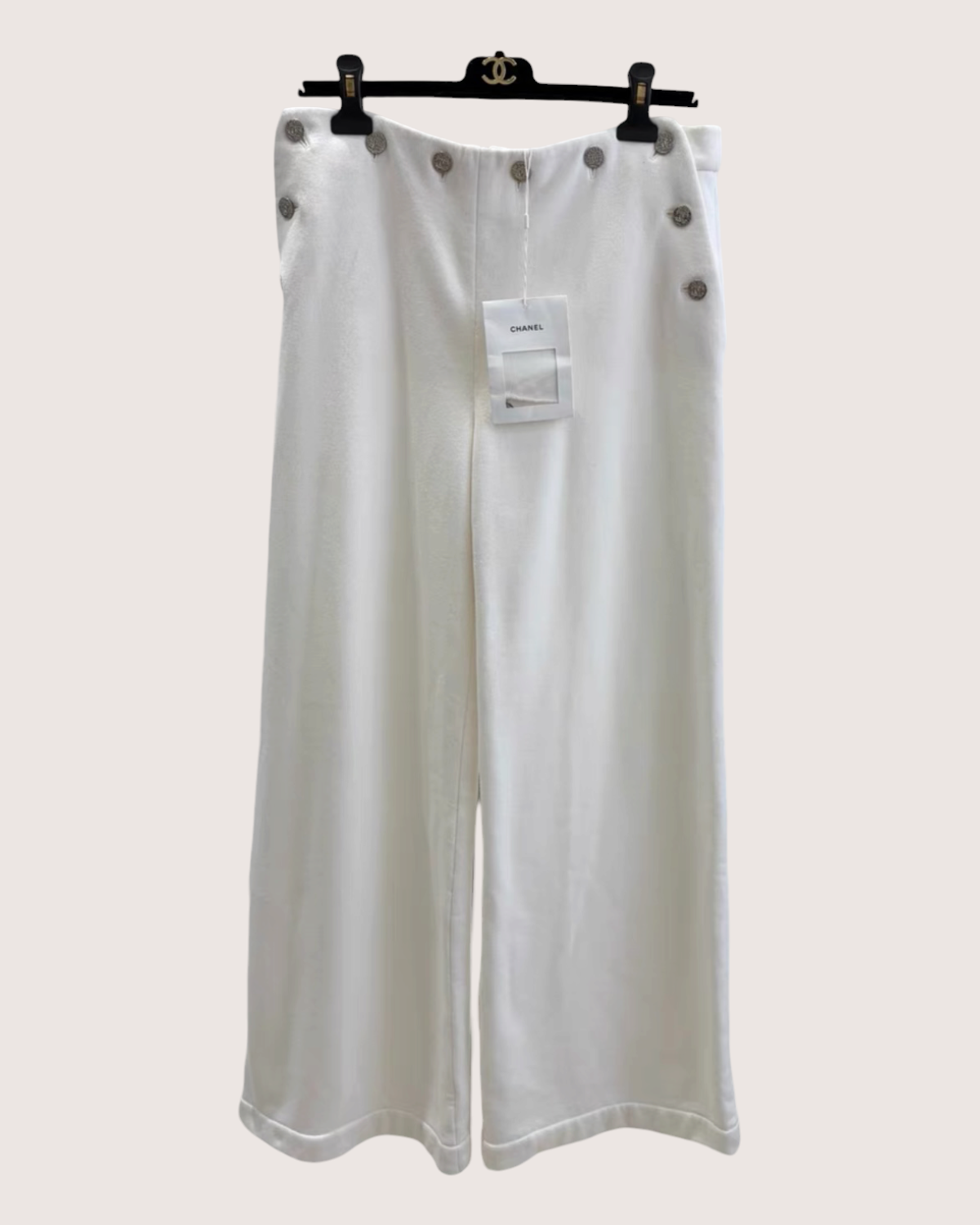 Chanel 24M Coco Beach Wide-Leg Trousers White FR 40
