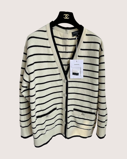 Chanel 25S Striped Cashmere Cardigan