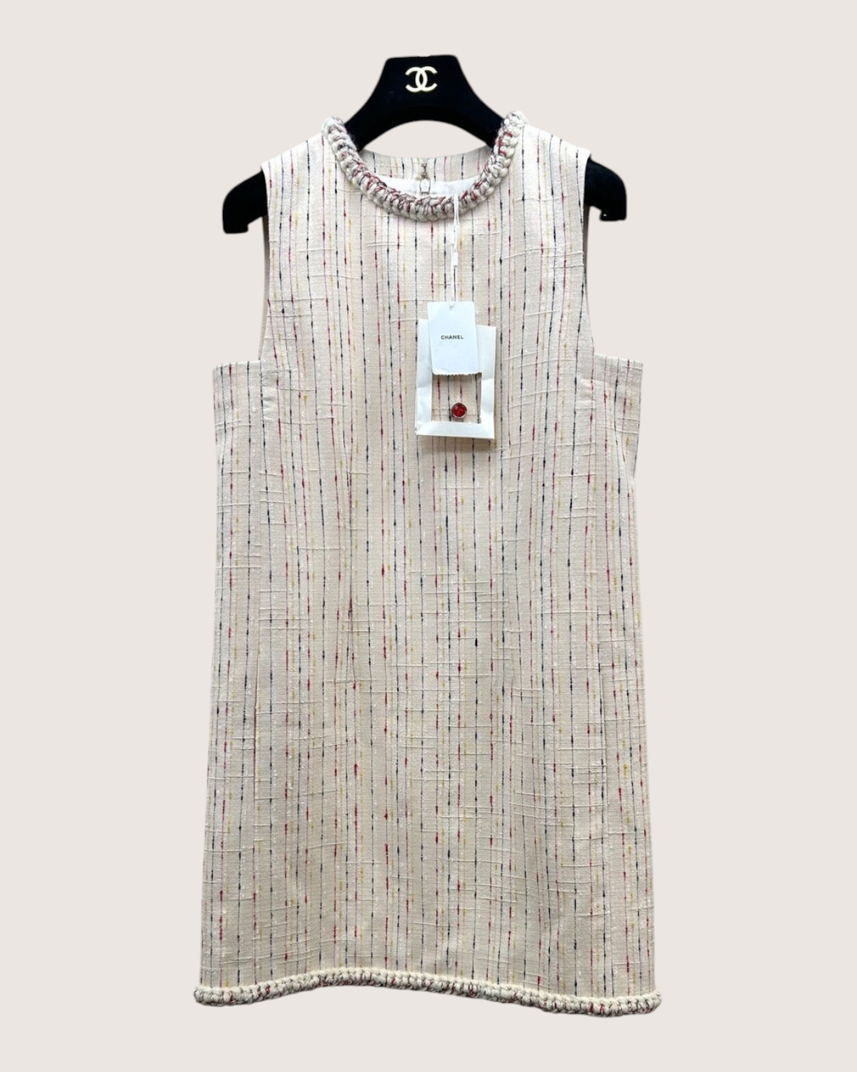 Chanel 26B Tweed Mini Dress Beige/Ecru, Multicolor FR 36