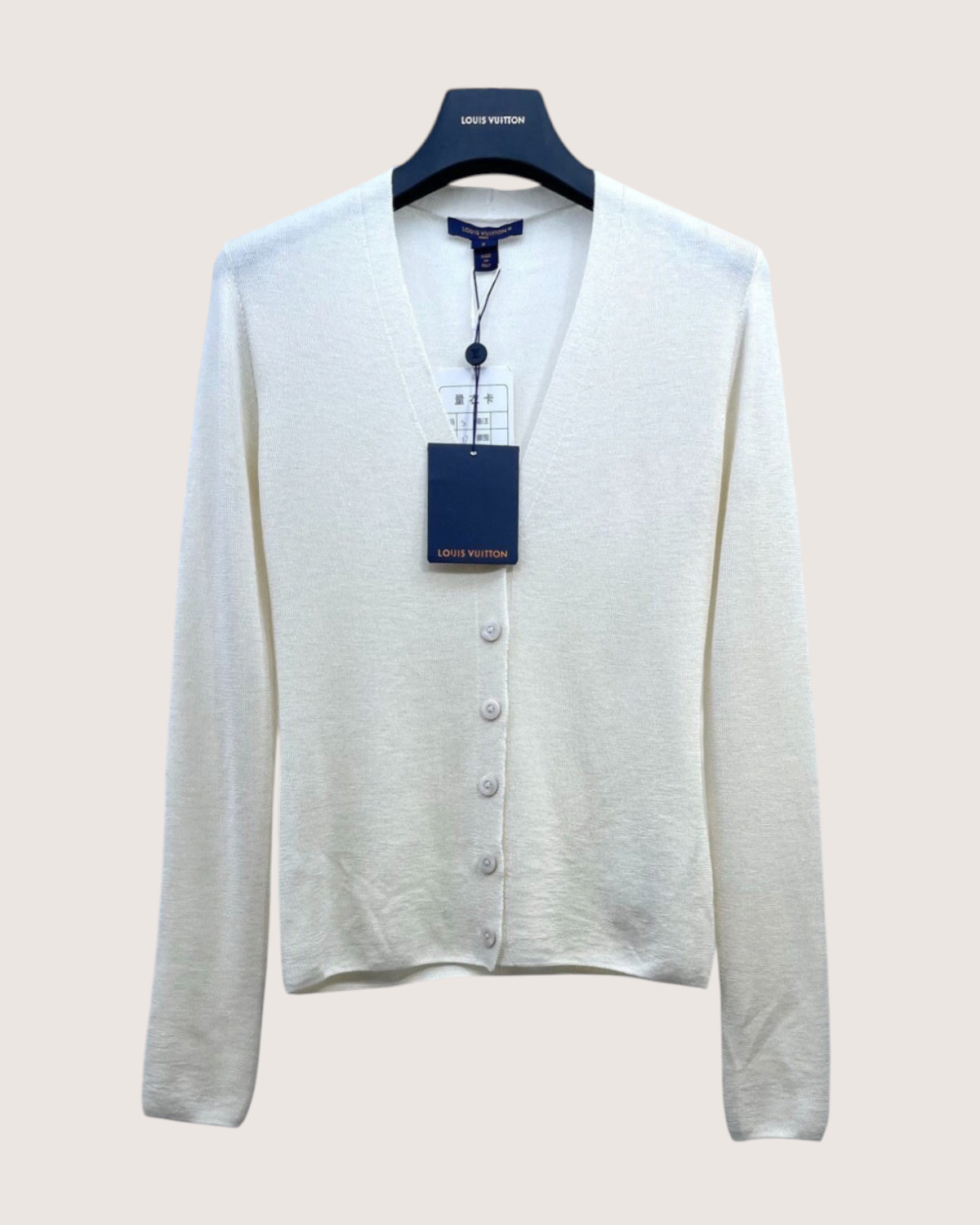 Louis Vuitton Cashmere V-Neck Cardigan White FR 36