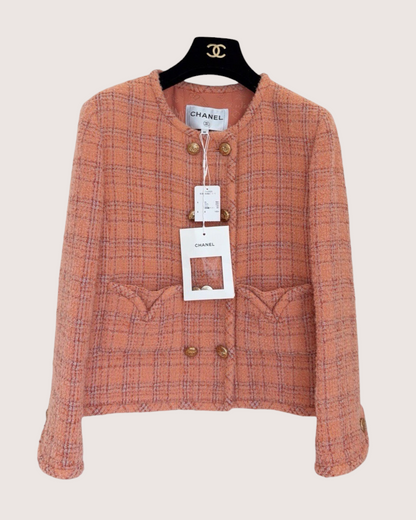 Chanel 24A Tweed Jacket Orange FR 40