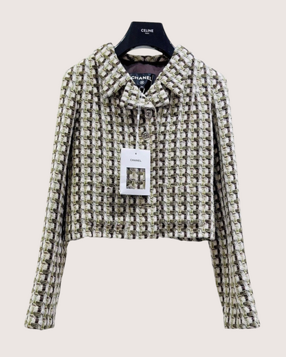 Chanel 23A Tweed Jacket Beige/Ecru, Green, Brown, Multicolor FR 34