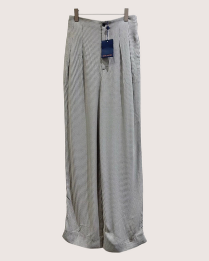 Louis Vuitton Herringbone Wide-Leg Trousers Black, White FR 36