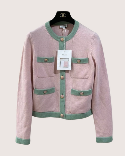 Chanel 24C Four-Pocket Cashmere Cardigan Pink, Green FR 34