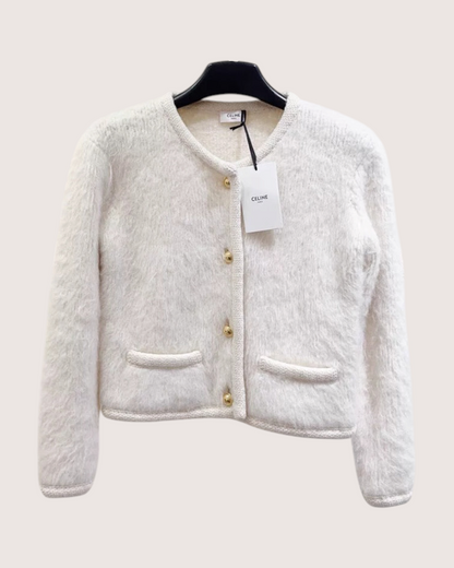 Celine Mohair Cardigan Beige/Ecru FR 34