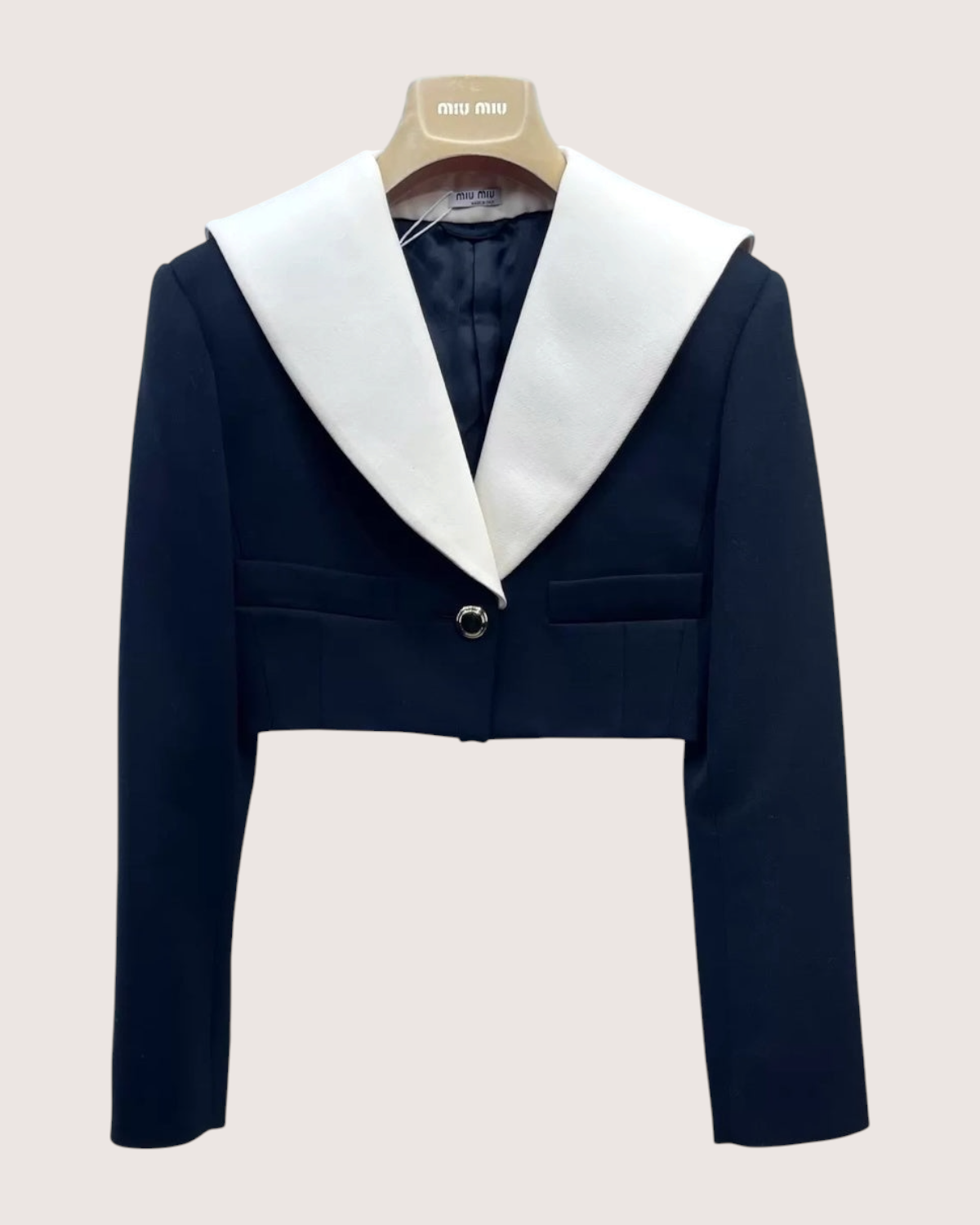 Miu Miu Wool Cropped Jacket Black, White IT 36