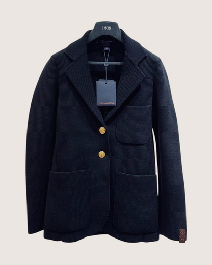 Louis Vuitton Knit Jacket Navy, Gold FR 34